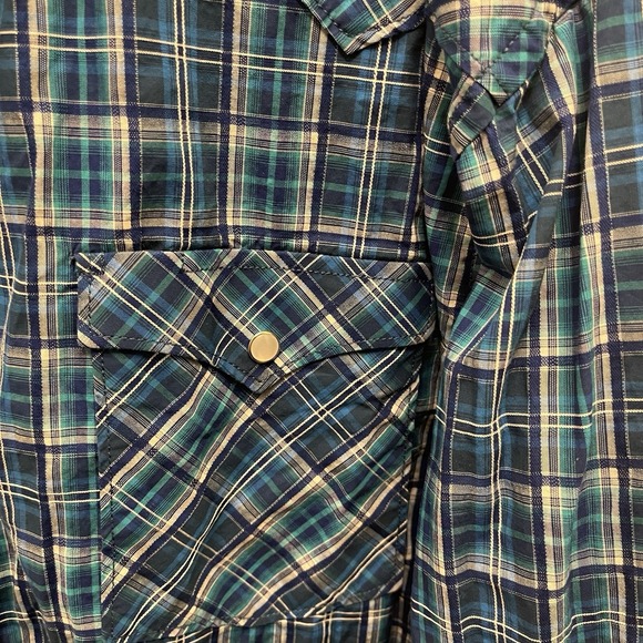 Panhandle Rough Stock Pearl Snap‎ Mens XXL Shirt Blue Plaid Long Sleeve Western - Picture 3 of 8